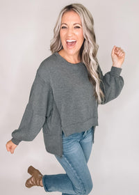 French Terry Long Sleeve Poncho Top