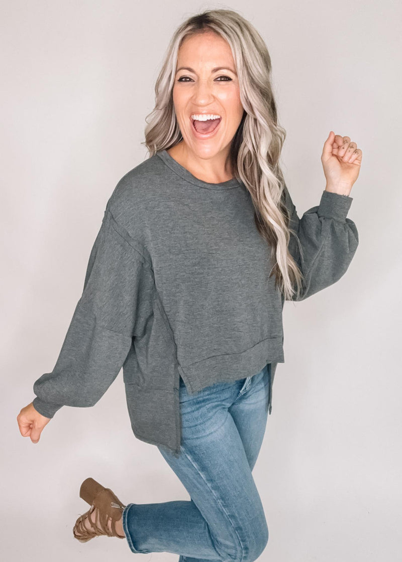 French Terry Long Sleeve Poncho Top
