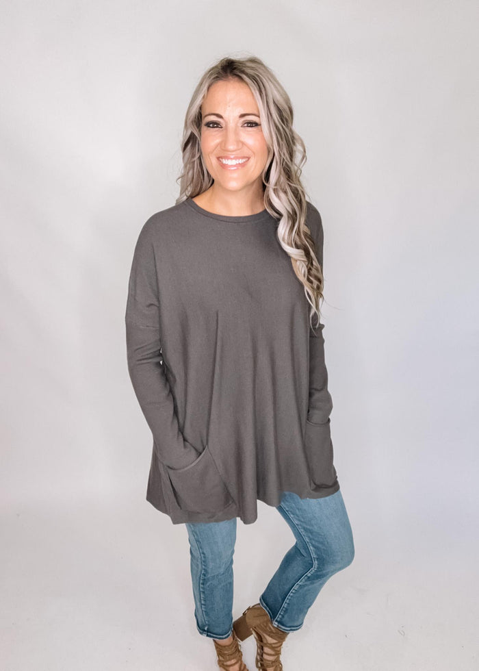 Oversized Loose Fit Round Neck Top