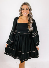 Black Babydoll Dress with Taupe Lining