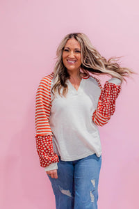 Floral Stripe Ragland Style Top