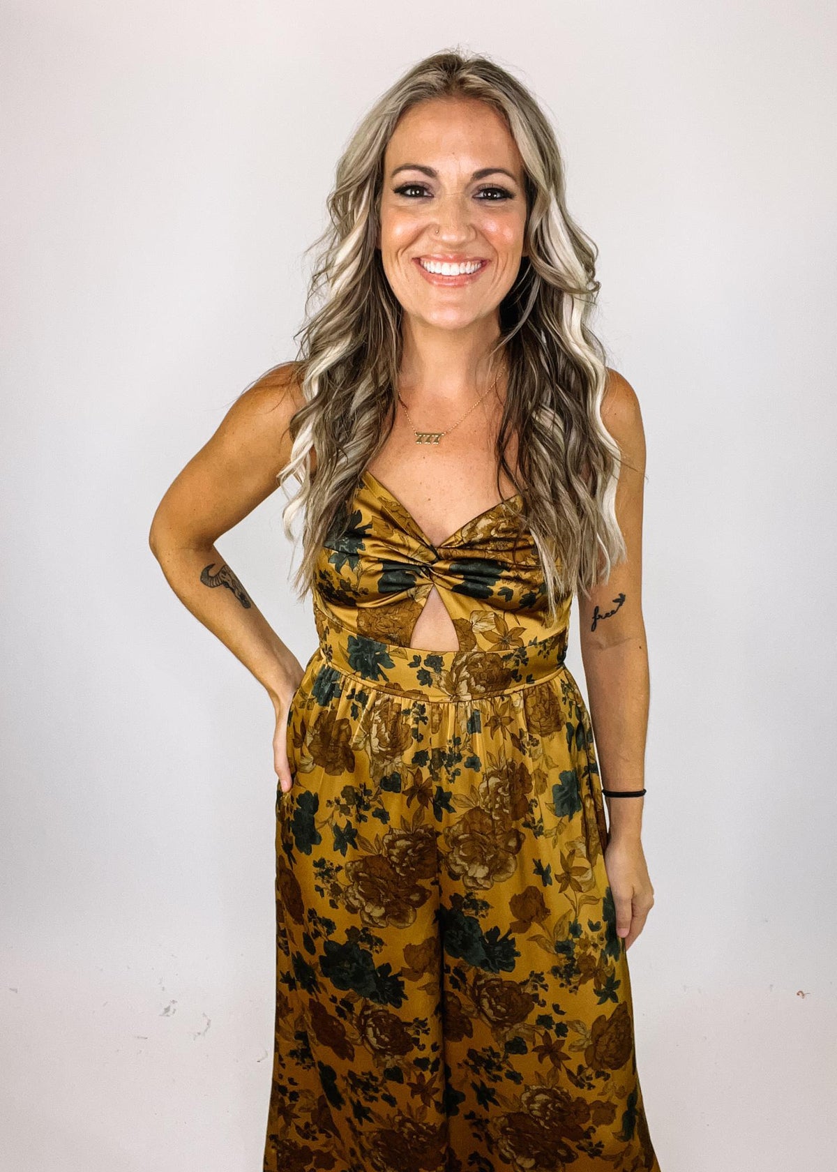 Gold Floral Jumpsuit