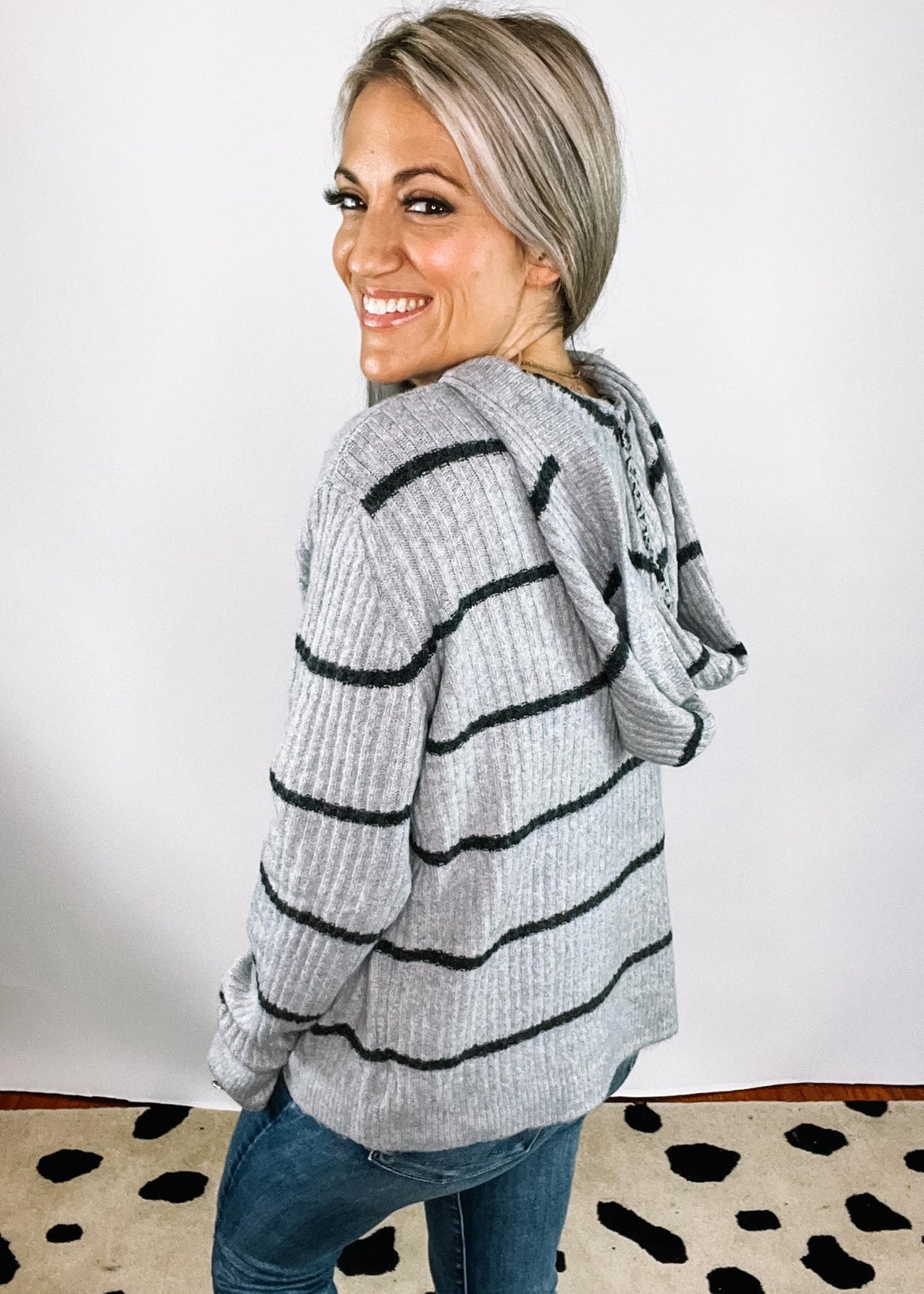 Classic Grey and Charcoal Stripe Hoodie