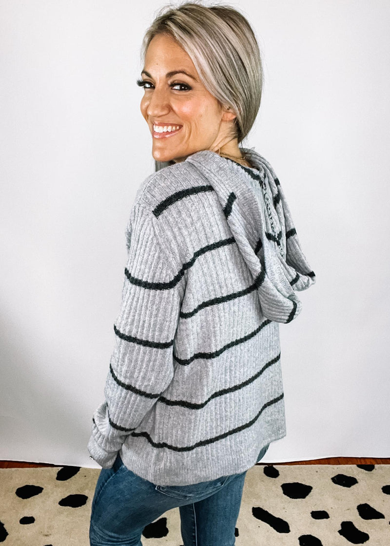 Classic Grey and Charcoal Stripe Hoodie