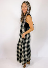 Black and White Flannel Overalls