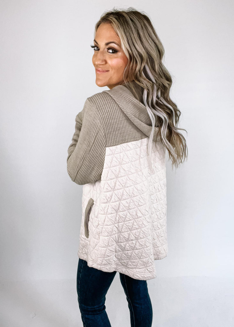 Quilted Ribbed Button Down Jacket