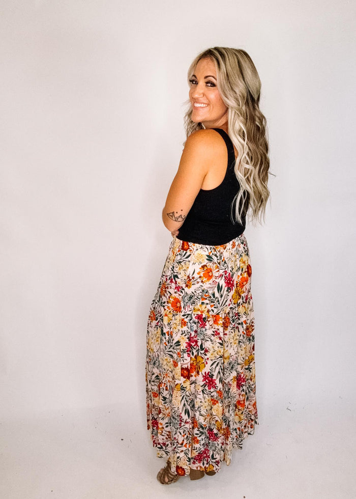 Wild Flower Printed Tiered Skirt