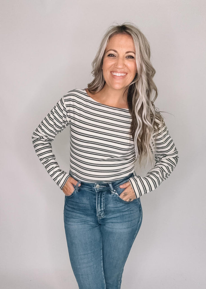 Stripe Velour Bodysuit