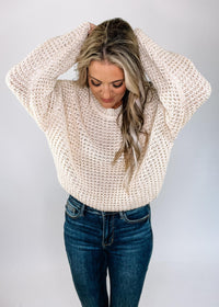 Oatmeal Solid Knit Crew Neck Sweater