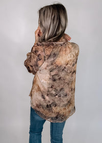Printed Chiffon Peasant Sleeve Blouse