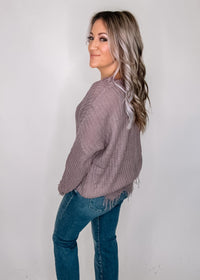 Distressed Hem Knit Sweater