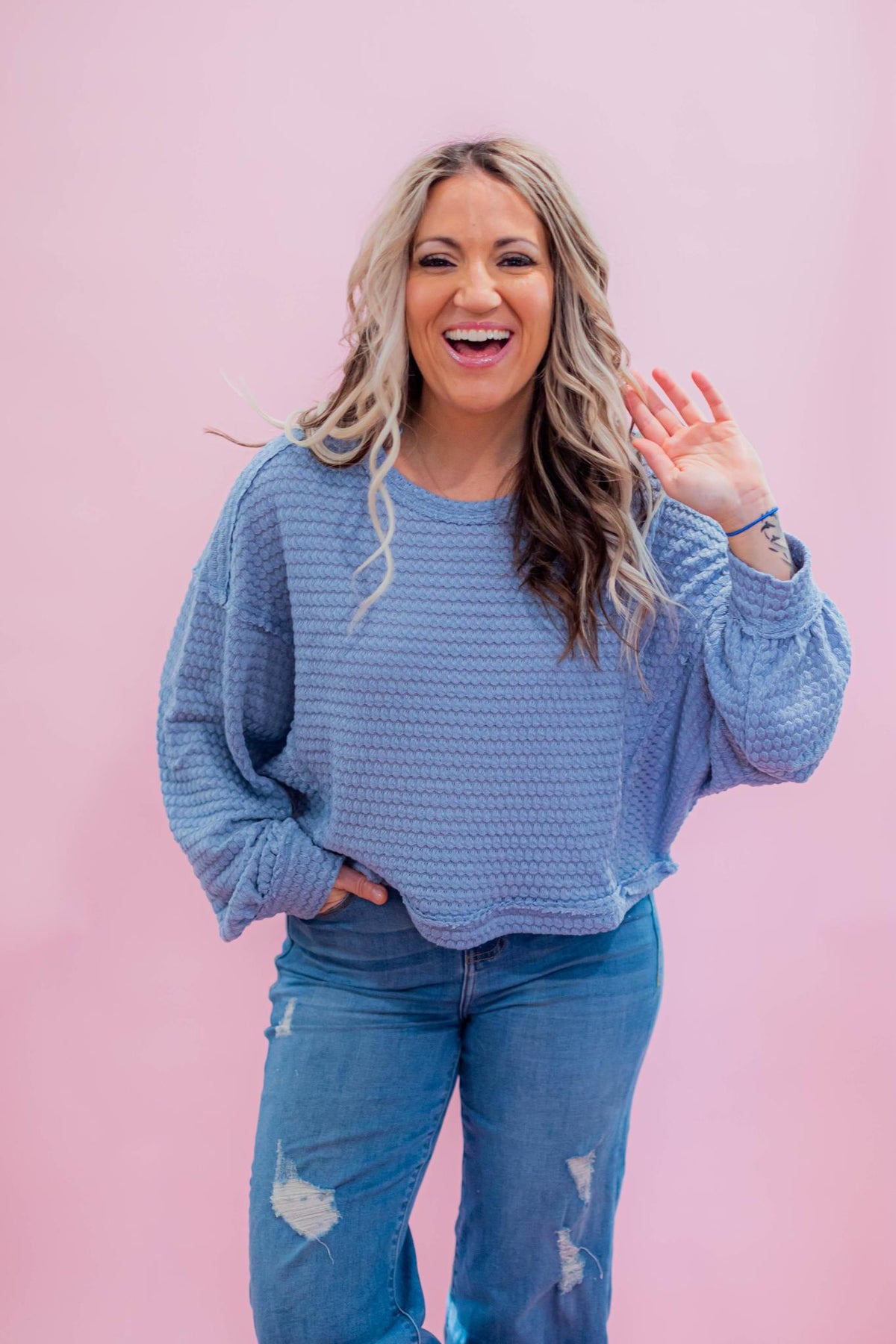 Casual Textured Midi Tops