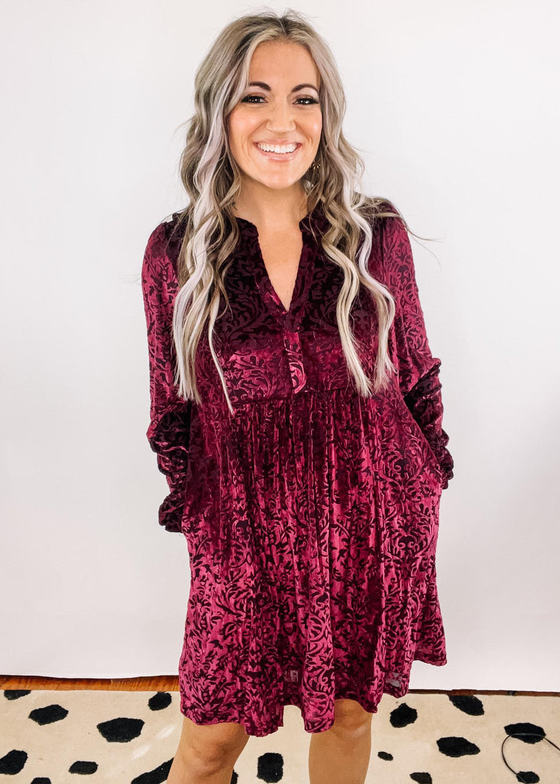 Velvet Split V-Neck Mini Dress