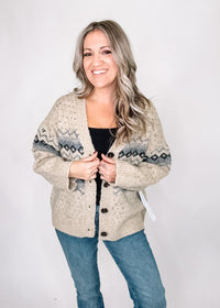 Taupe and Navy Argyle cardigan