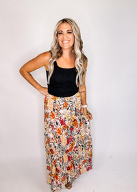 Wild Flower Printed Tiered Skirt