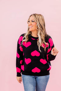 Pink Heart Classic Sweater