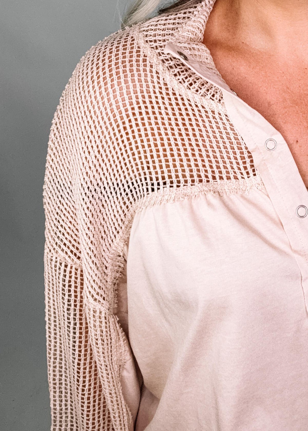 Oversized High Neck Henley Top
