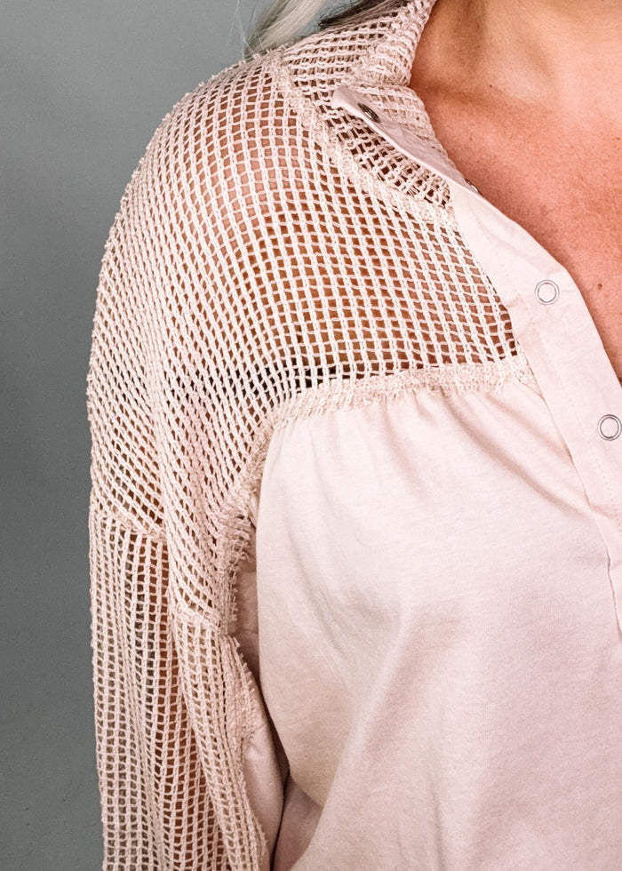 Oversized High Neck Henley Top
