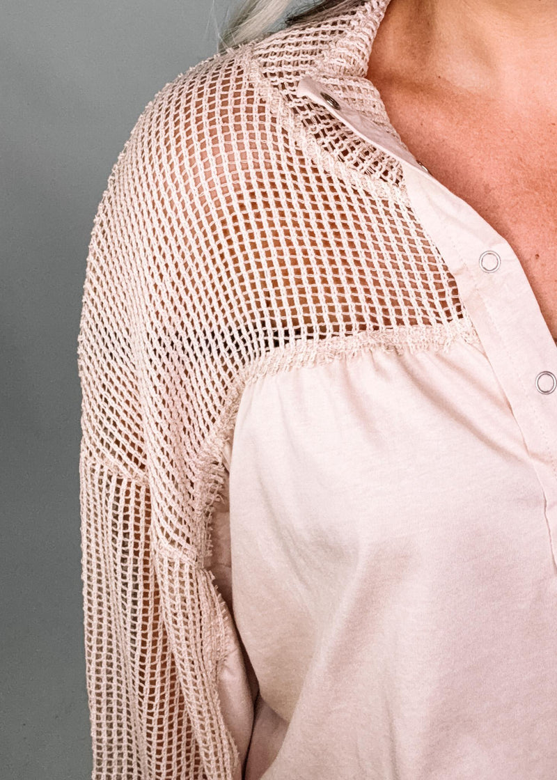Oversized High Neck Henley Top