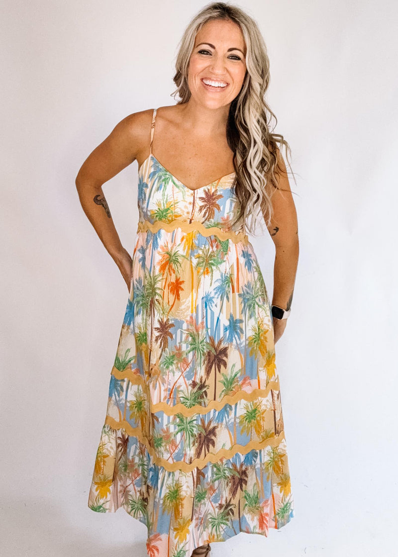 Taupe Tropical Maxi Dress