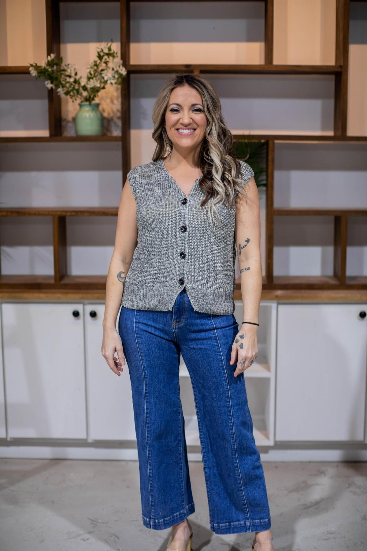 Marbled Knit Sweater Vest