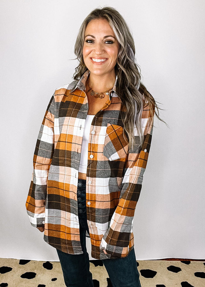 Brown and Orange Plaid Top