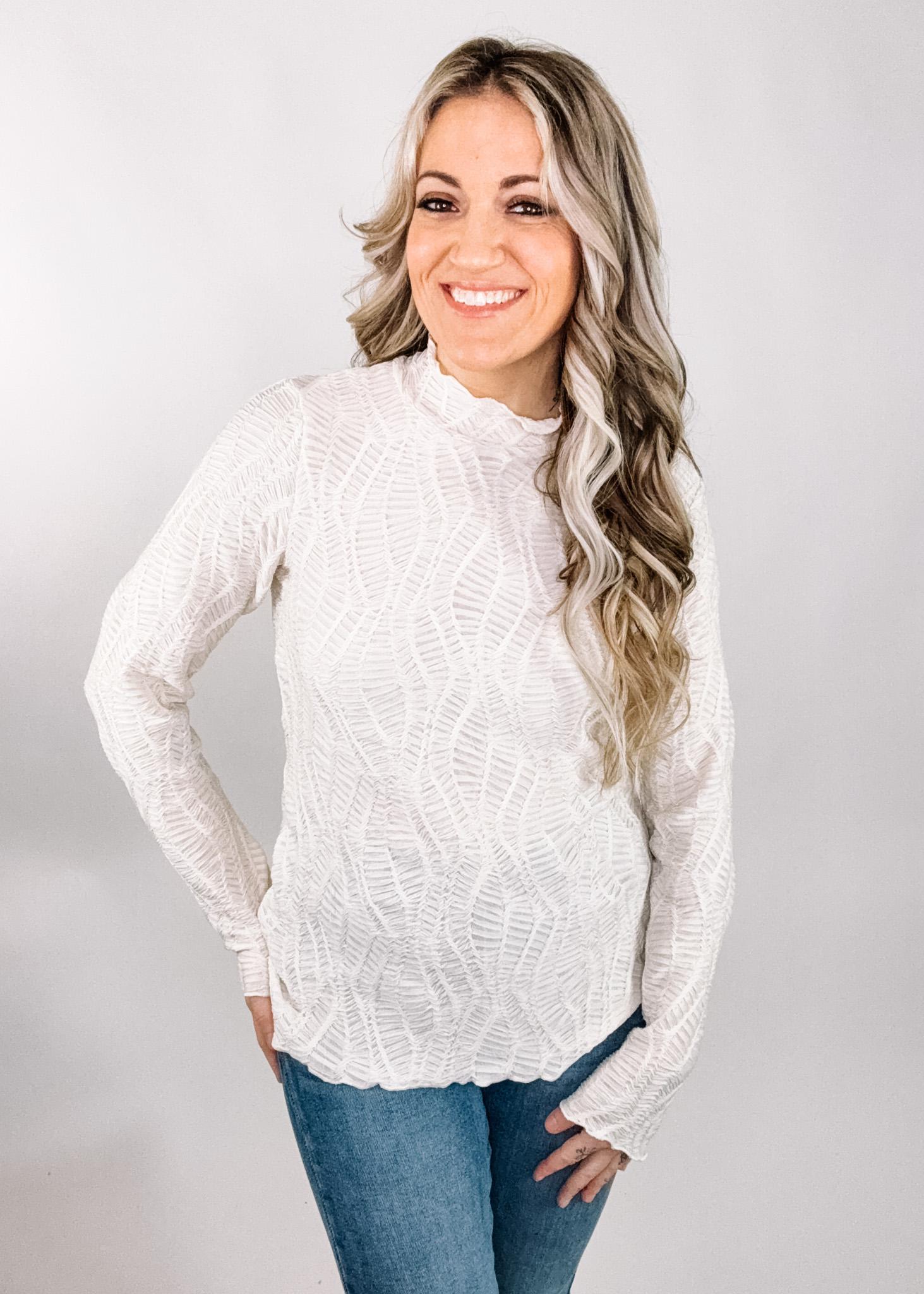 トップス CEREAL 23ss Wave sleeve Jacquard top Wave Jacquard Top – The Teal Eagle Boutique