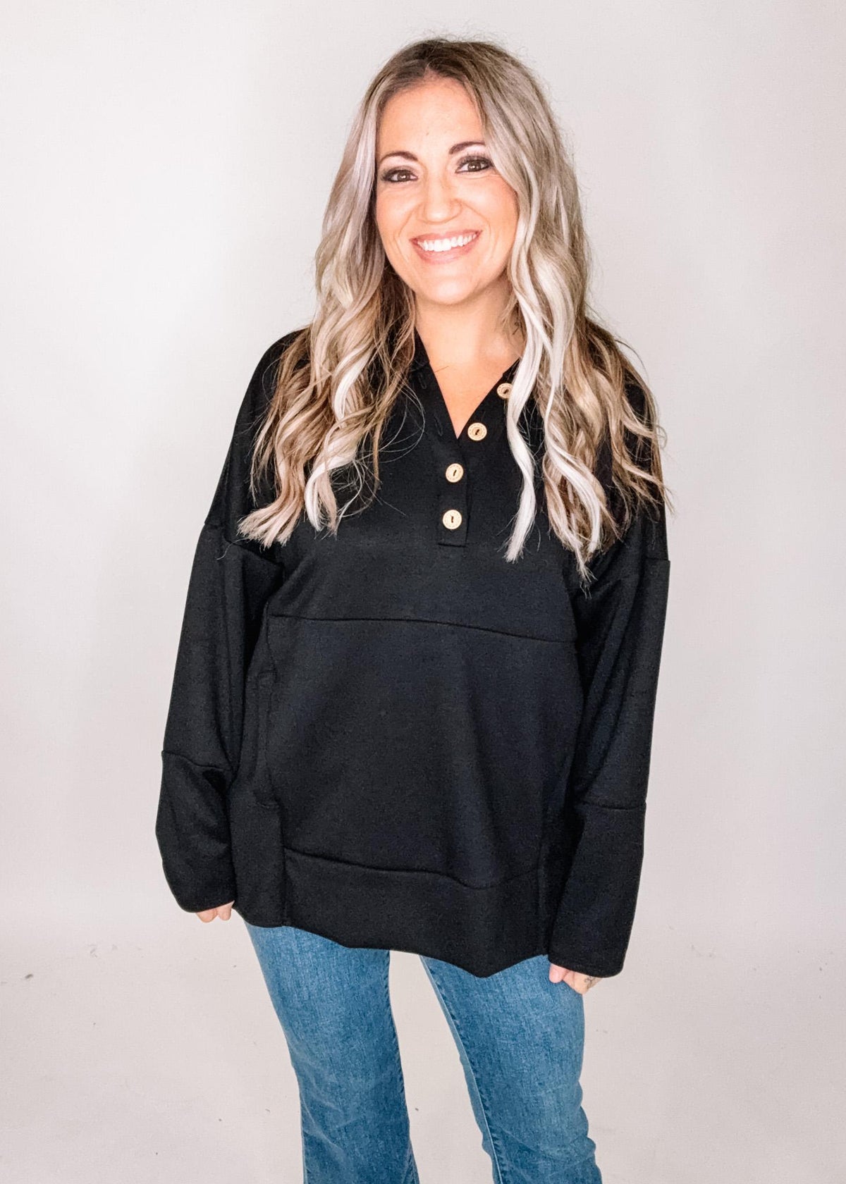 Oversized Henley Hoodie