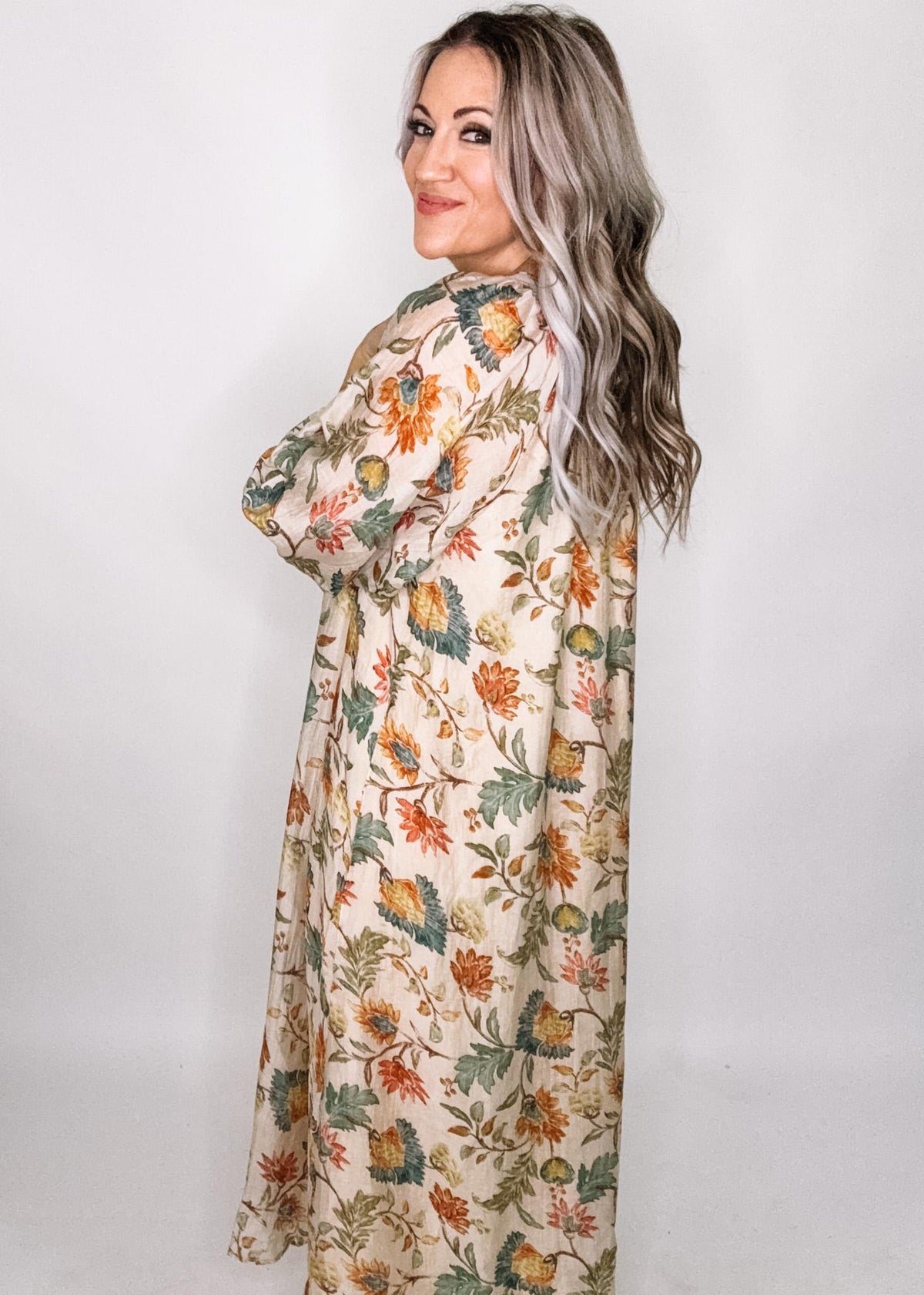 Ecru Printed Maxi Dress