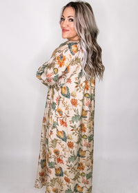 Ecru Printed Maxi Dress