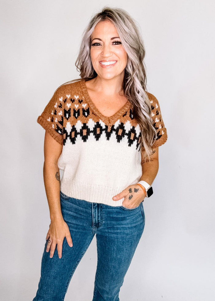 Short Sleeve Knit Sweater
