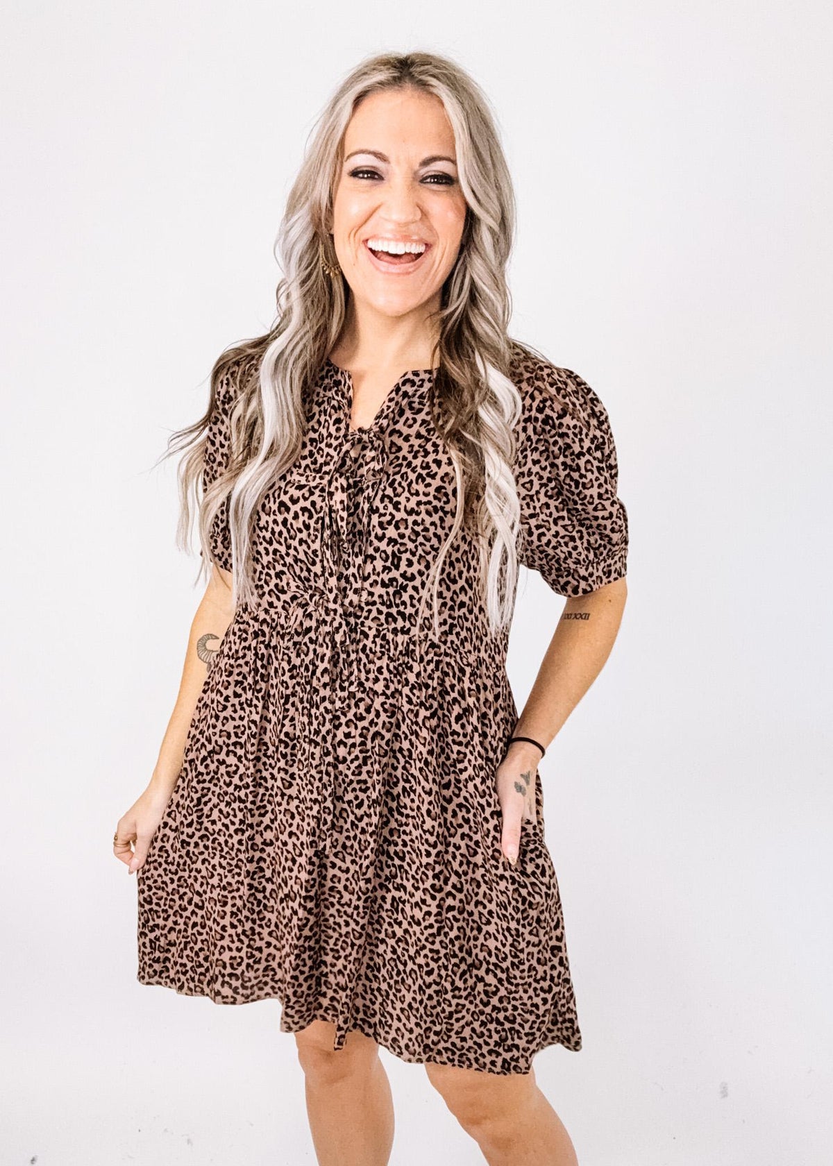 Leopard Print Tie String Dress