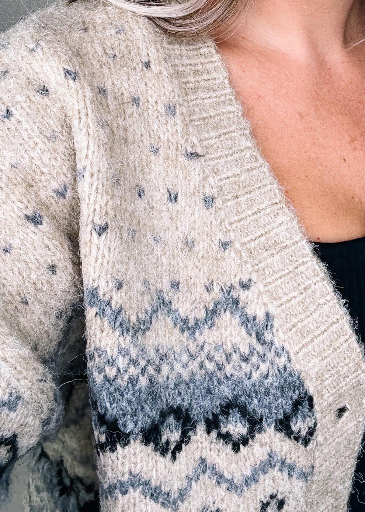 Taupe and Navy Argyle cardigan