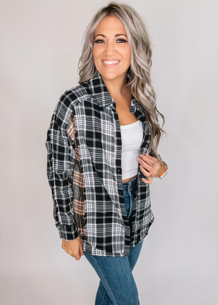 Dual Plaid Button Up Top