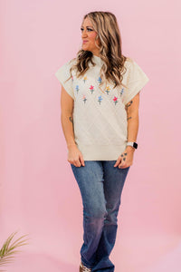 Floral Detail Sweater Vest Top