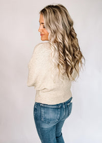 Textured Half Dolman Knit Top