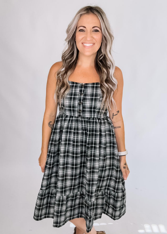 Black Paid Midi Dress