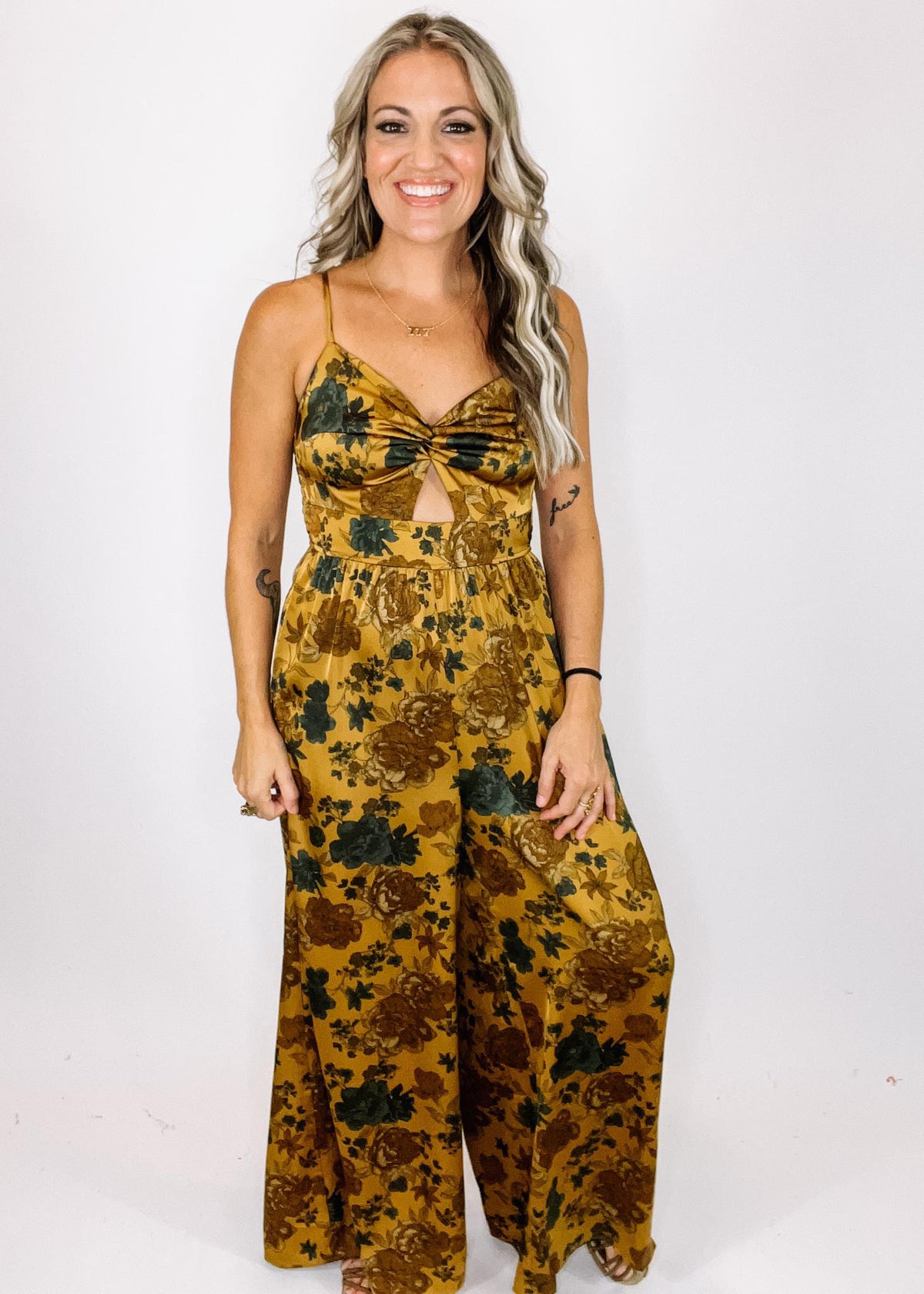 Gold Floral Jumpsuit