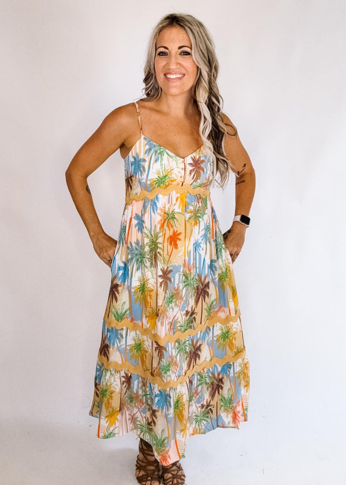 Taupe Tropical Maxi Dress