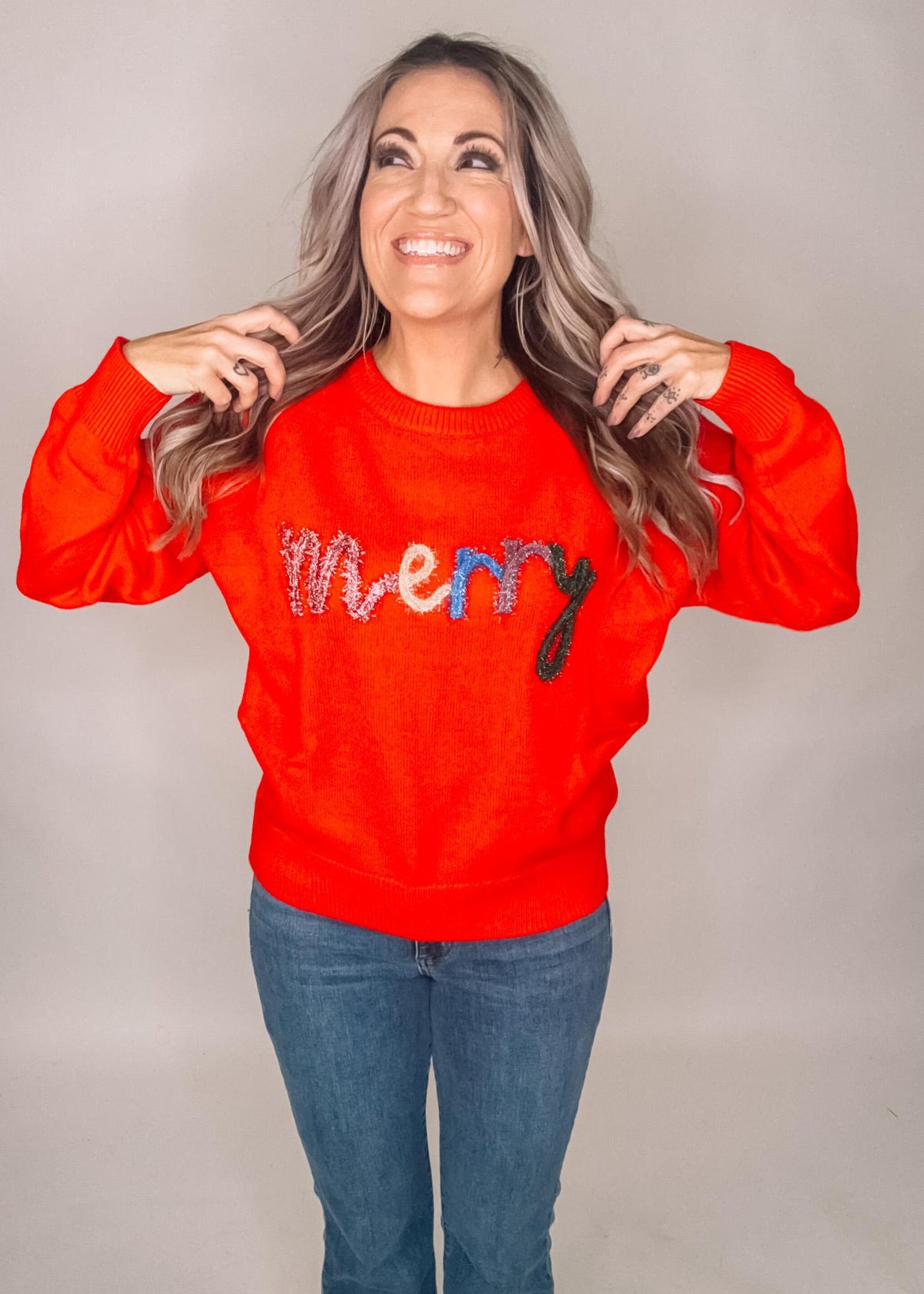 Red Merry Tinsel Sweater