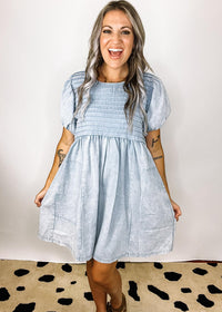 Chambray Dress with Pintuck Detail