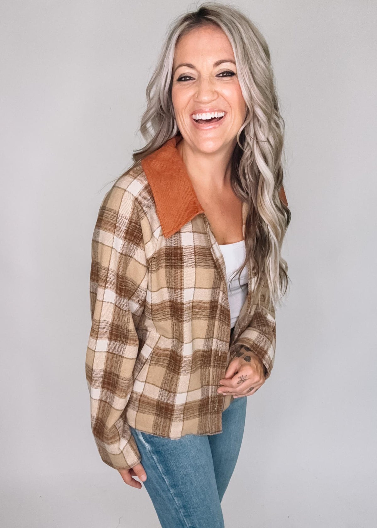 Brushed Plaid Barn Jacket