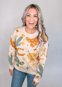 Cowgirl Printed Sweater