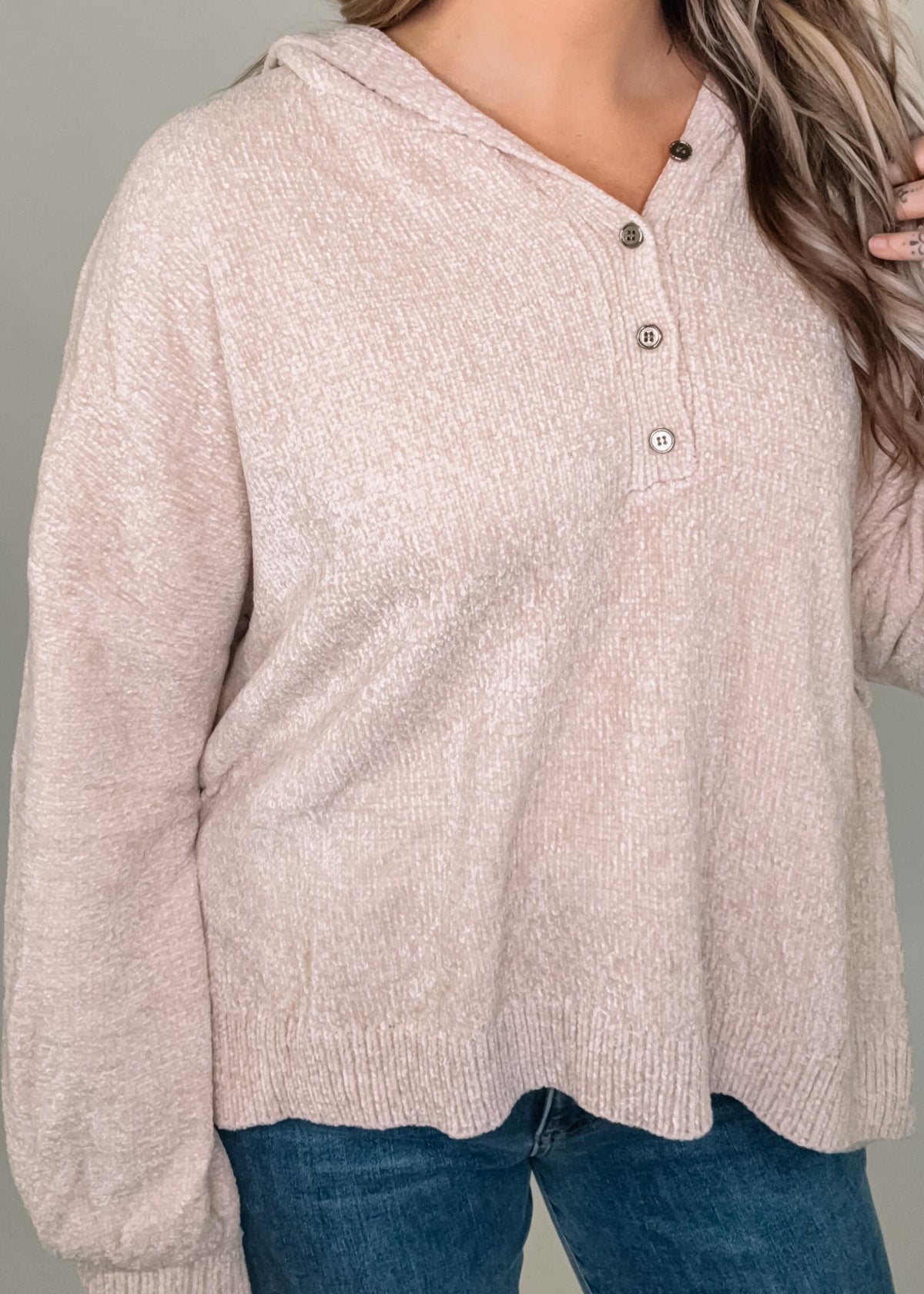 Soft Knit Henley Hoodie