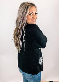 Black Silver Snowflake Sweater