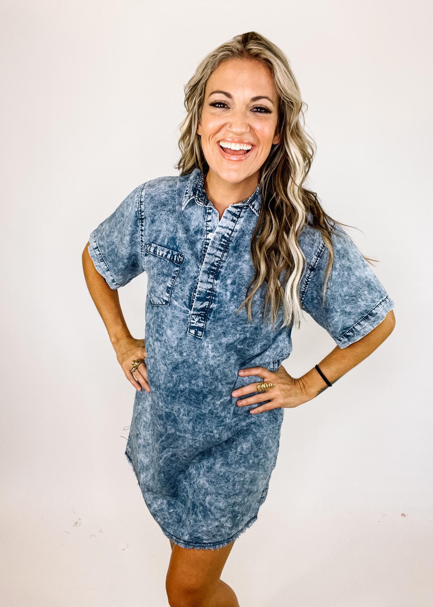 t shirt denim dress Dark Denim Washed T-Shirt Midi Dress Small