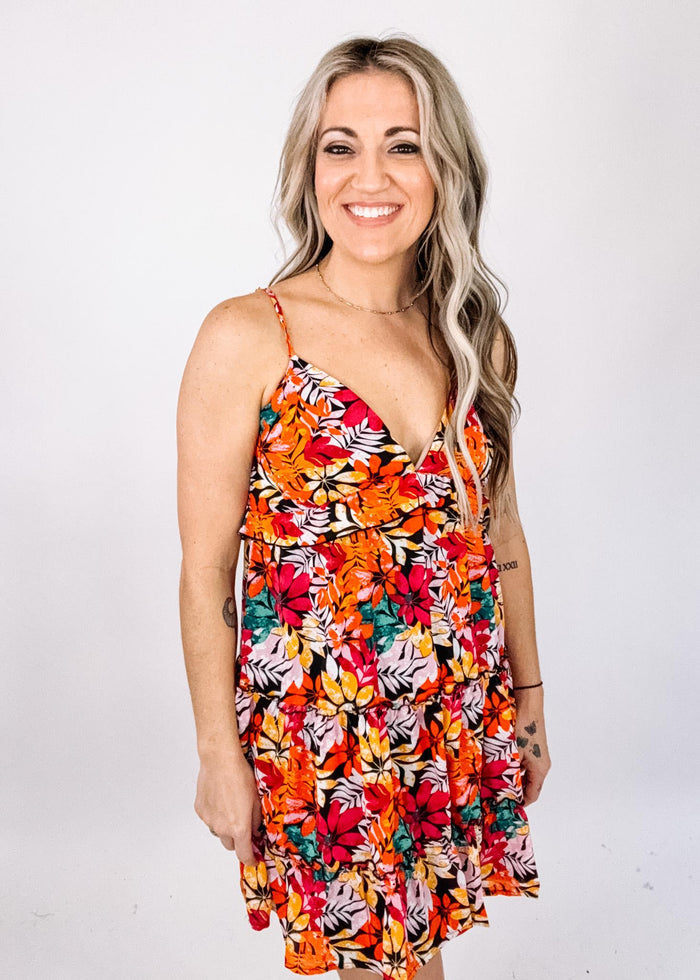 Colorful Floral Cami Mini Dress