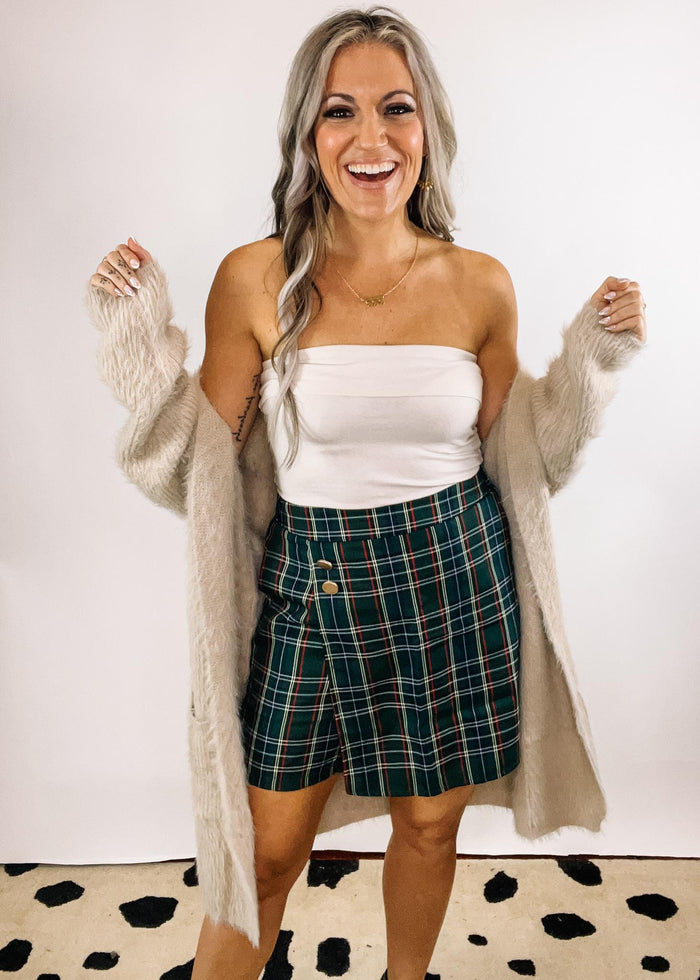 Plaid High Waisted Front Wrap Skort