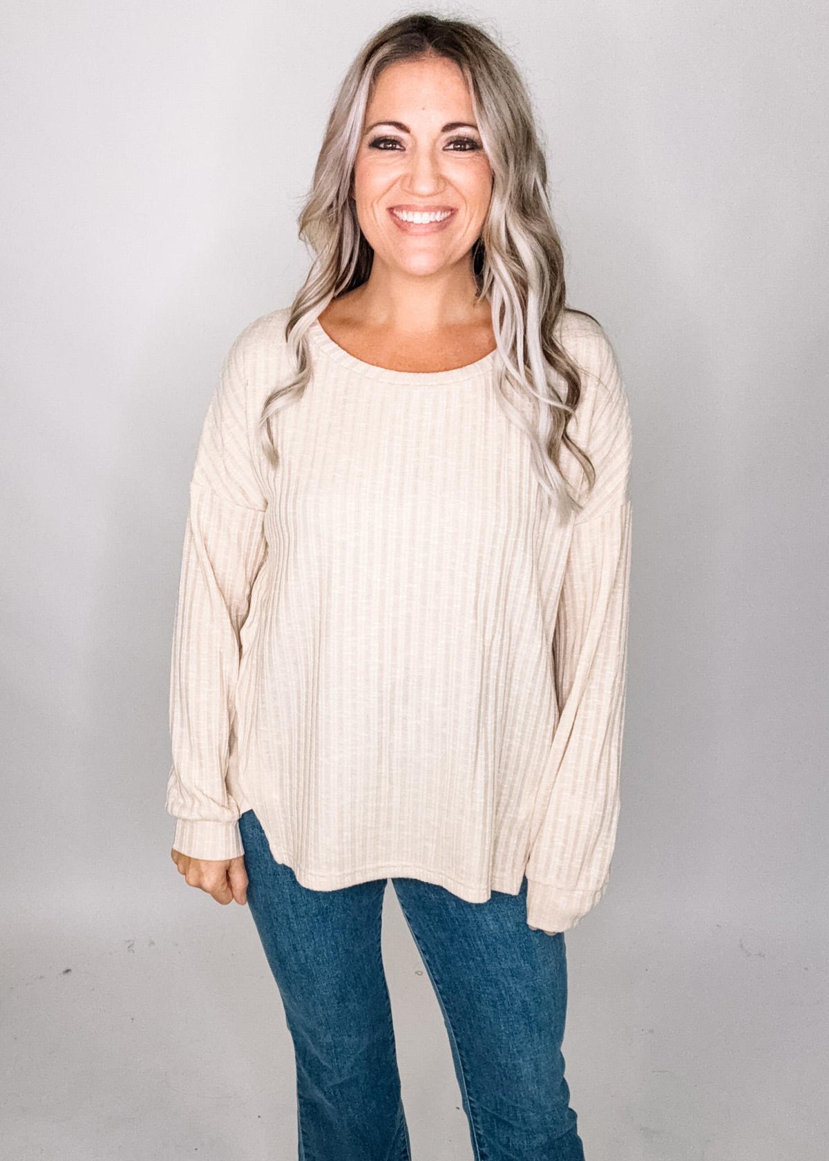 Textured Long Sleeve Top