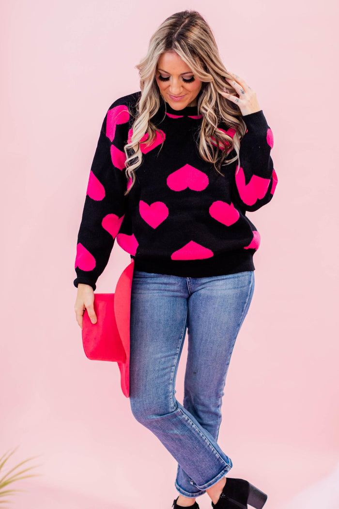 Pink Heart Classic Sweater